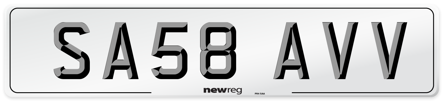 SA58 AVV Number Plate from New Reg